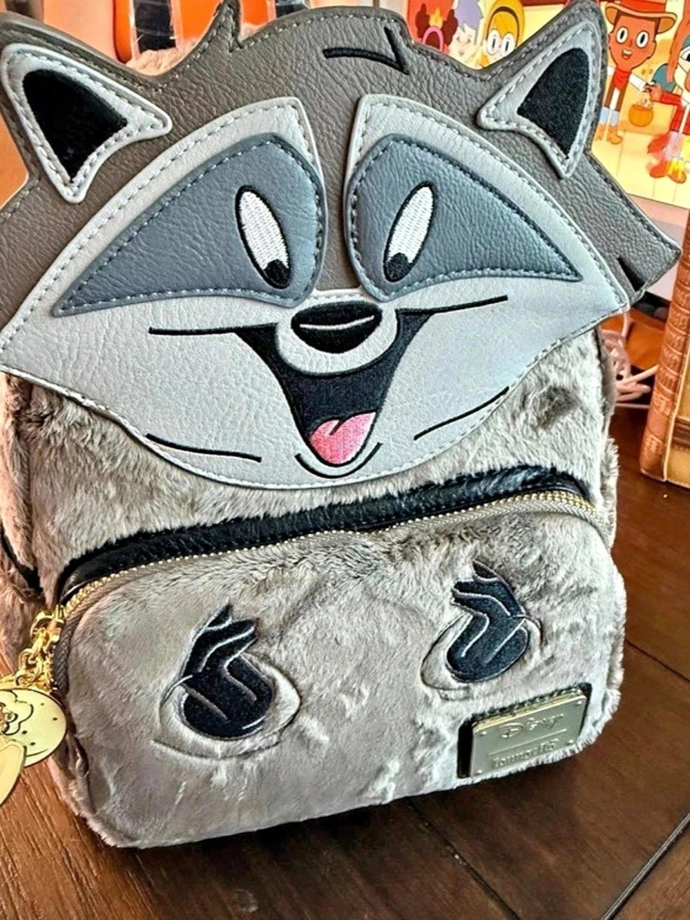 Loungefly Disney Pocahontas Meeko Faux Fur Cosplay Mini Backpack Mini Backpack